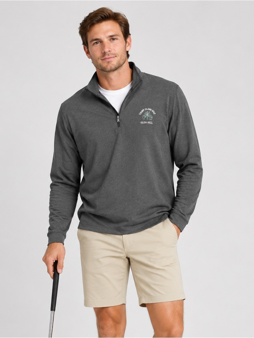 Polo Golf Gray 1/4 Zip Athletic Jacket Embroidered 2017 U.S. Open Erin Hill.